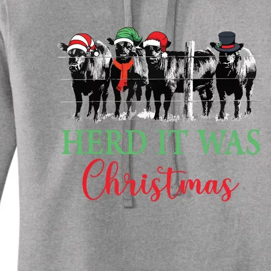 Herd It Was Christmas Cute Christmas Cow Heifer Lover Farmer Women's Pullover Hoodie