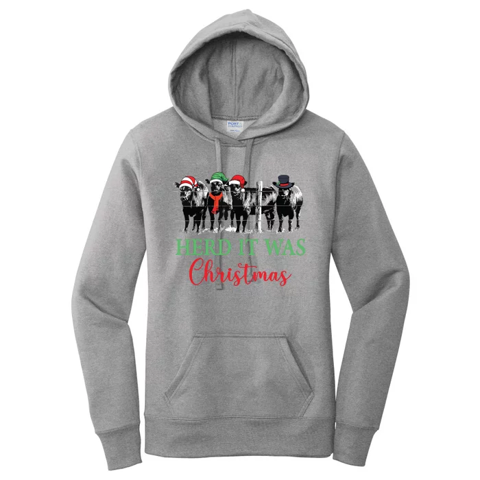 Herd It Was Christmas Cute Christmas Cow Heifer Lover Farmer Women's Pullover Hoodie