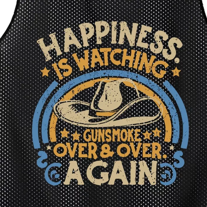 Happiness Is Watching Gunsmoke Over And Over Again Funny Mesh Reversible Basketball Jersey Tank