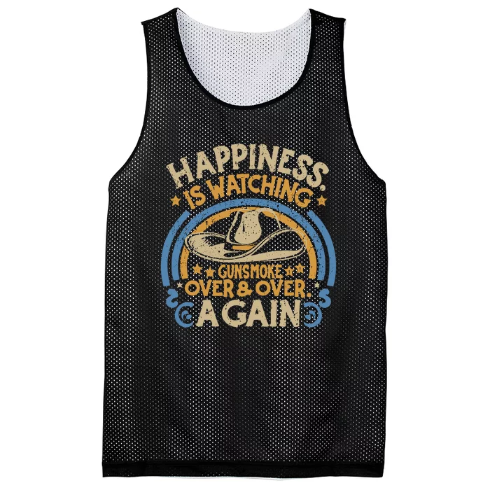 Happiness Is Watching Gunsmoke Over And Over Again Funny Mesh Reversible Basketball Jersey Tank