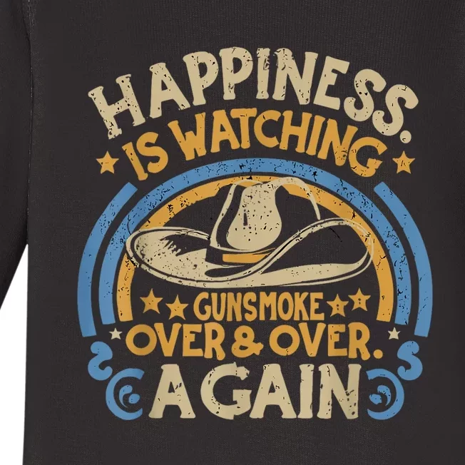 Happiness Is Watching Gunsmoke Over And Over Again Funny Baby Long Sleeve Bodysuit