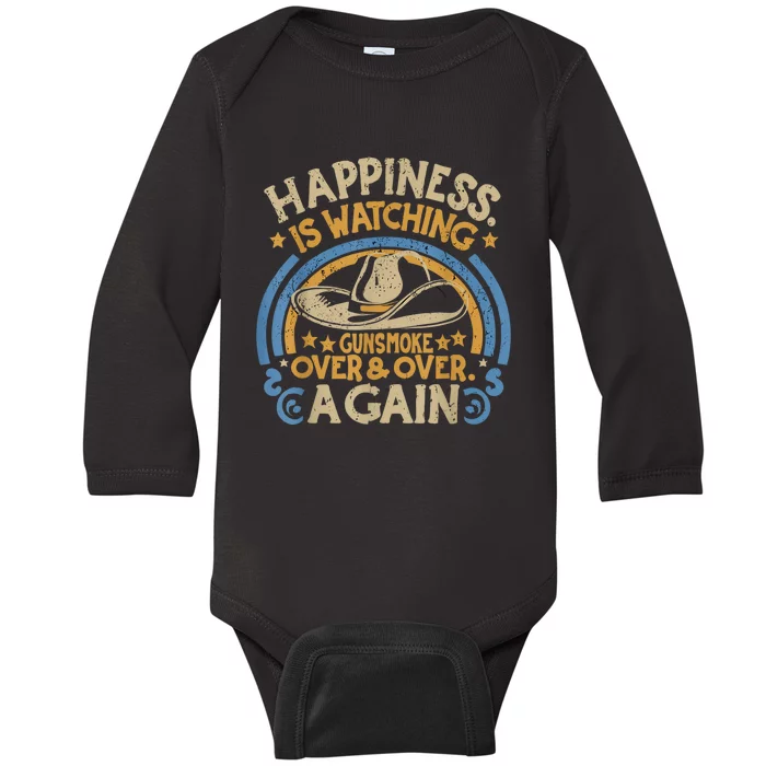 Happiness Is Watching Gunsmoke Over And Over Again Funny Baby Long Sleeve Bodysuit