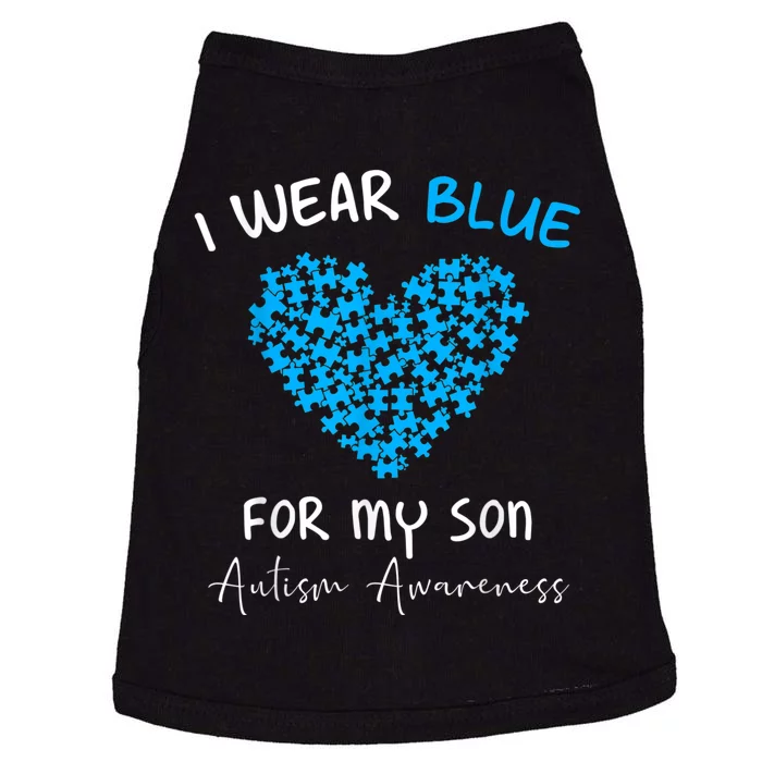 Heart I Wear Blue For My Son Autism Awareness Month Doggie Tank