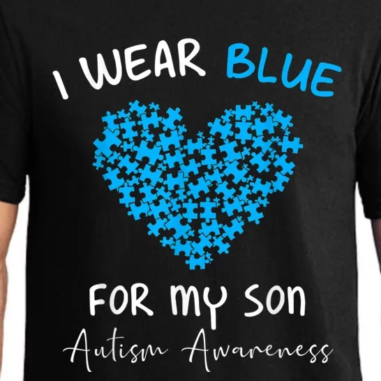 Heart I Wear Blue For My Son Autism Awareness Month Pajama Set