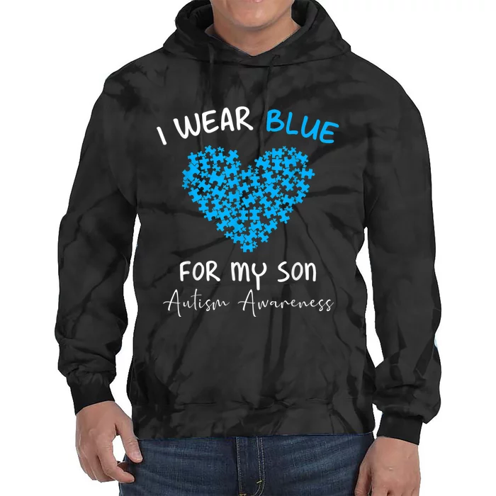 Heart I Wear Blue For My Son Autism Awareness Month Tie Dye Hoodie