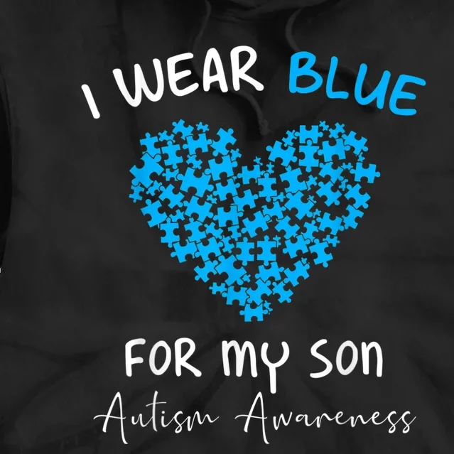 Heart I Wear Blue For My Son Autism Awareness Month Tie Dye Hoodie