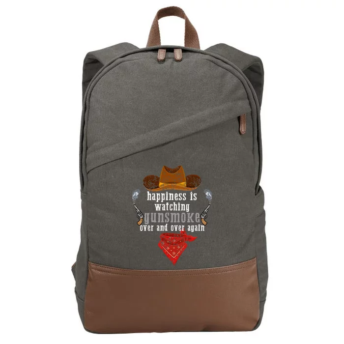 Happiness Is Watching Gunsmoke Over And Over Again Cowboys Cotton Canvas Backpack