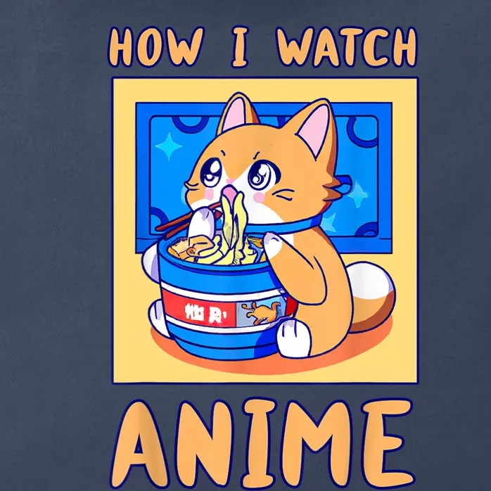 How I Watch Anime Cat Ramen Funny Kawaii Cute Merch Gift Zip Tote Bag