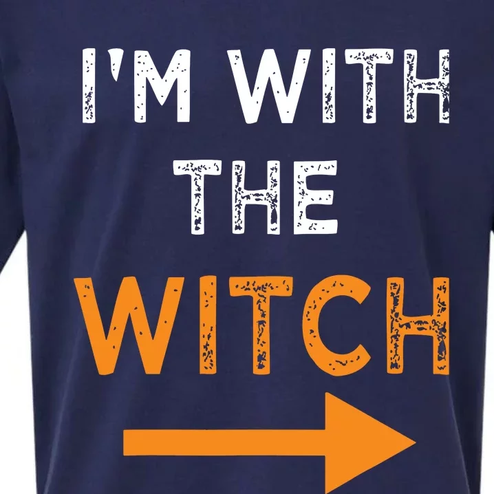 Halloween I'm With The Witch Funny Halloween Sueded Cloud Jersey T-Shirt