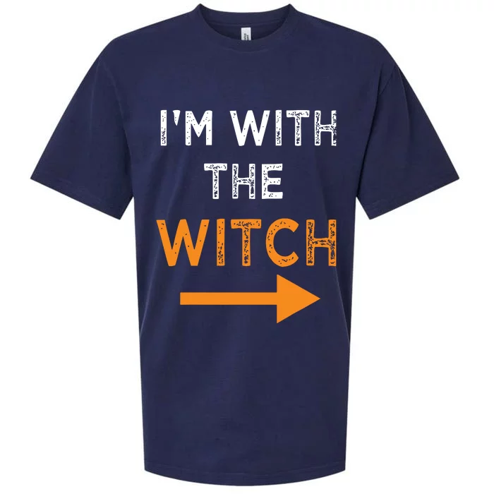 Halloween I'm With The Witch Funny Halloween Sueded Cloud Jersey T-Shirt