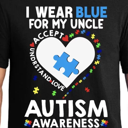 Heart I Wear Blue For My Uncle Autism Awareness Month Gift Pajama Set