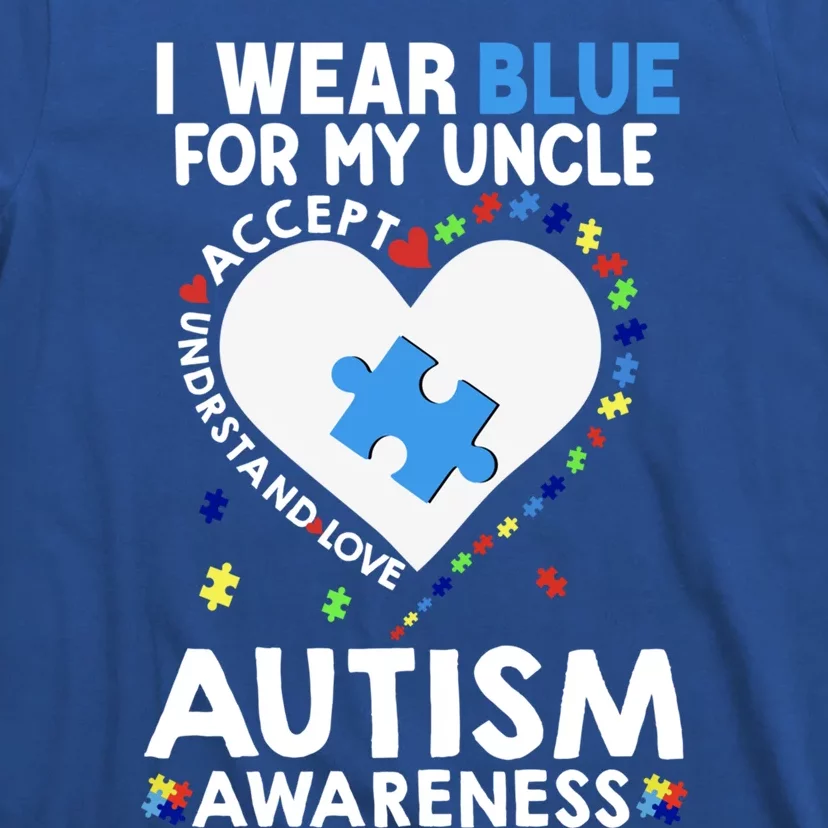 Heart I Wear Blue For My Uncle Autism Awareness Month Gift T-Shirt