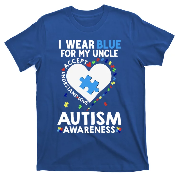 Heart I Wear Blue For My Uncle Autism Awareness Month Gift T-Shirt