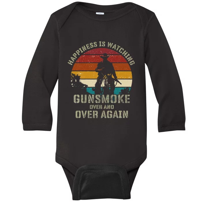 Happiness Is Watching Gunsmoke Over And Over Again Cowboys Baby Long Sleeve Bodysuit