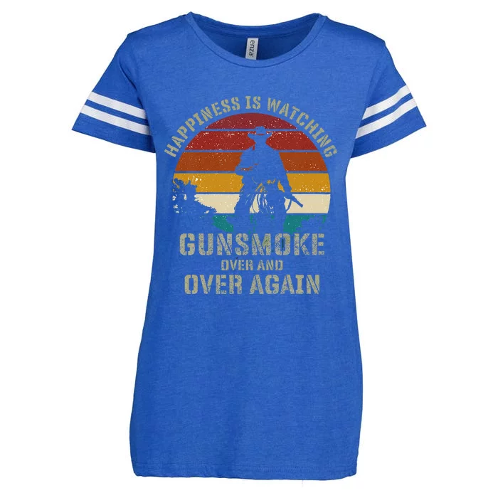 Happiness Is Watching Gunsmoke Over And Over Again Cowboys Enza Ladies Jersey Football T-Shirt