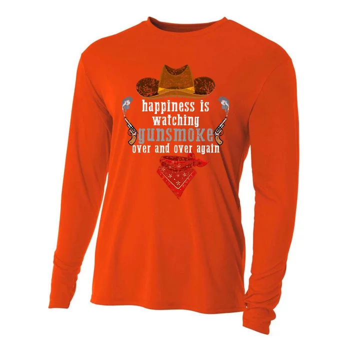 Happiness Is Watching Gunsmoke Over And Over Again Cowboys Cooling Performance Long Sleeve Crew