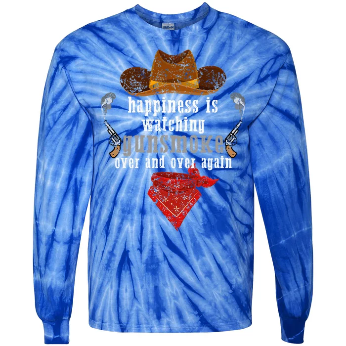 Happiness Is Watching Gunsmoke Over And Over Again Cowboys Tie-Dye Long Sleeve Shirt