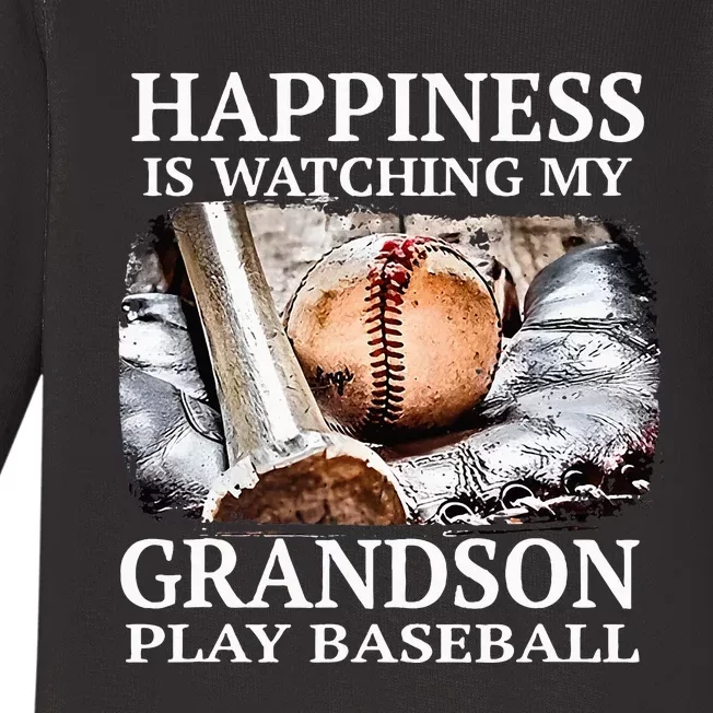 Happiness Is Watching My Grandson Play Baseball Baby Long Sleeve Bodysuit