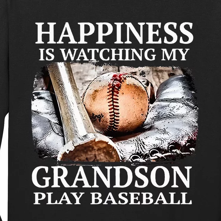 Happiness Is Watching My Grandson Play Baseball Tall Long Sleeve T-Shirt