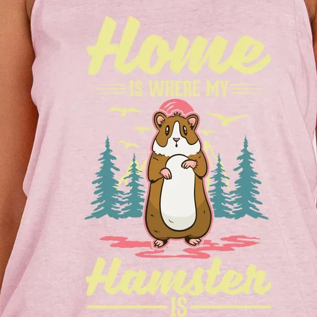 Home Is Where My Hamster Is Hamster Great Gift Women's Knotted Racerback Tank