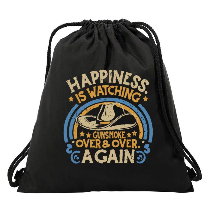 Happiness Is Watching Gunsmoke Over And Over Again Drawstring Bag