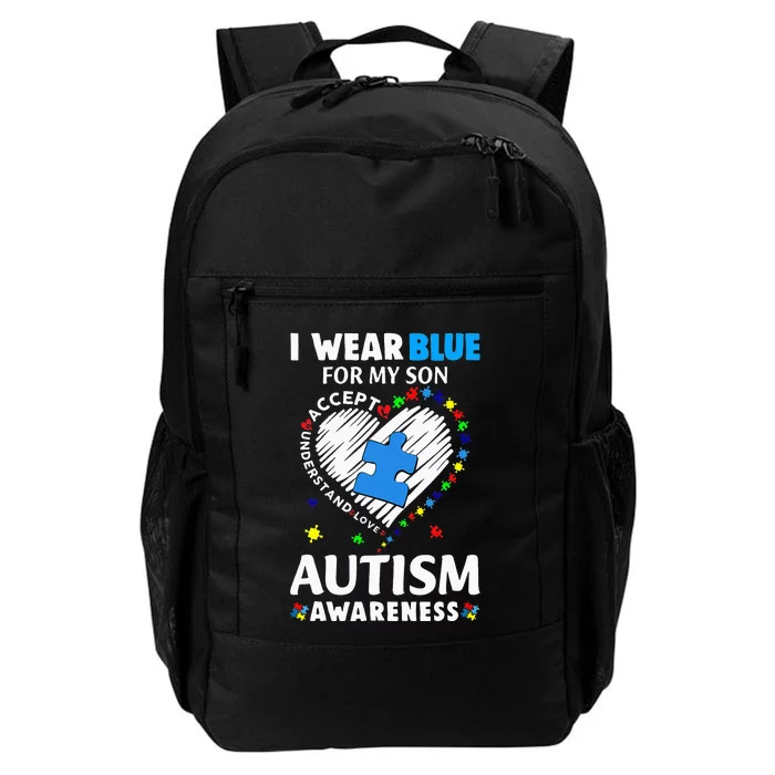 Heart I Wear Blue For My Son Autism Awareness Month Daily Commute Backpack