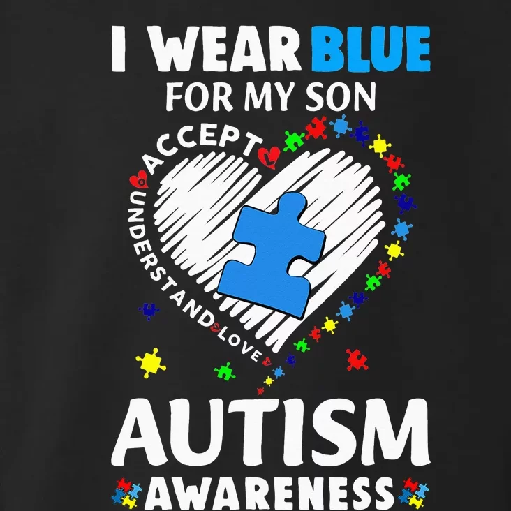 Heart I Wear Blue For My Son Autism Awareness Month Toddler Hoodie