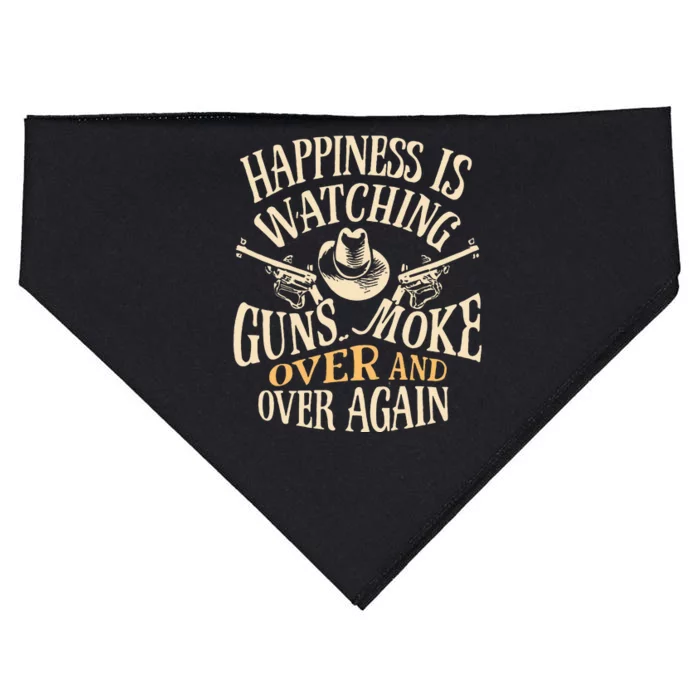 Happiness Is Watching Gunsmoke Over And Over Again Cow USA-Made Doggie Bandana