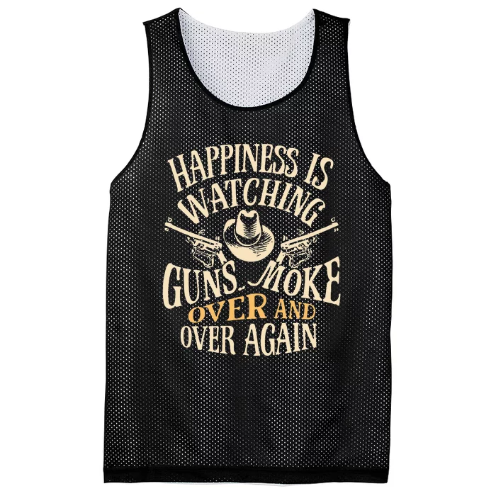 Happiness Is Watching Gunsmoke Over And Over Again Cow Mesh Reversible Basketball Jersey Tank