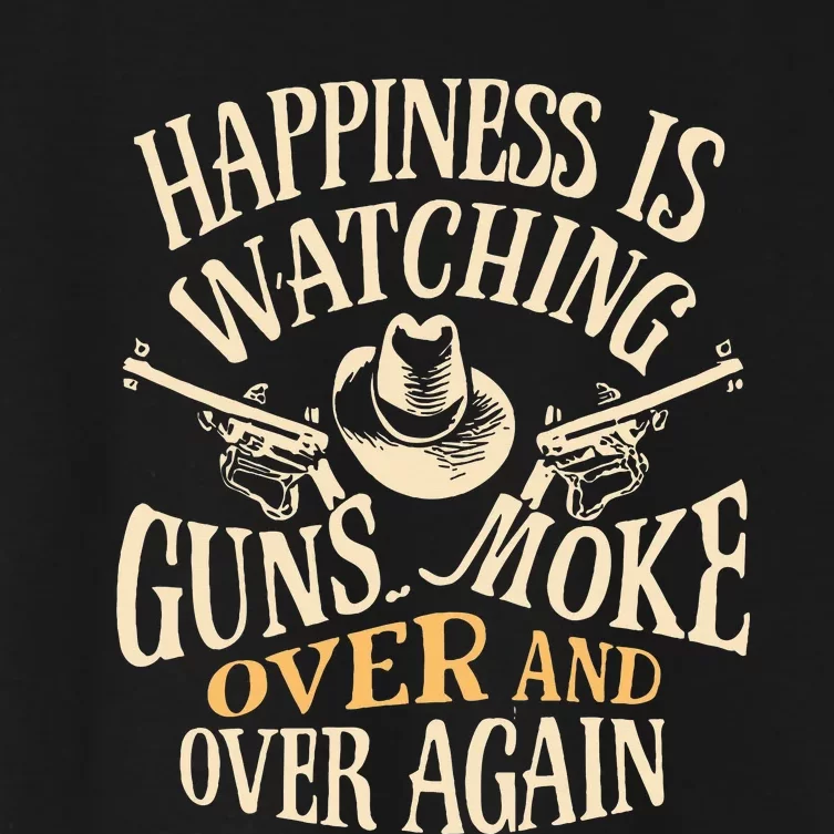 Happiness Is Watching Gunsmoke Over And Over Again Cow Women's Crop Top Tee