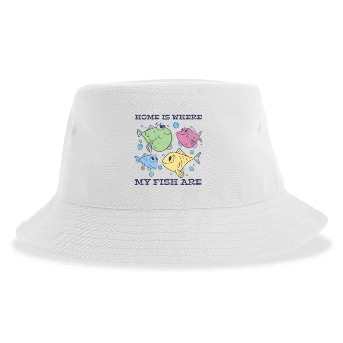 Home Is Where My Fish Are Colorful Fishes Sustainable Bucket Hat