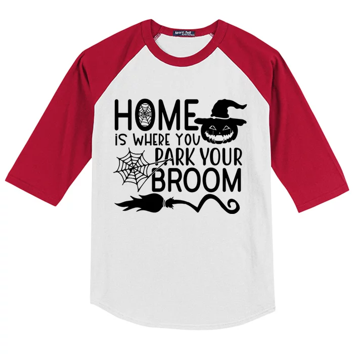 Home Is Where You Park Your Broom Kids Colorblock Raglan Jersey