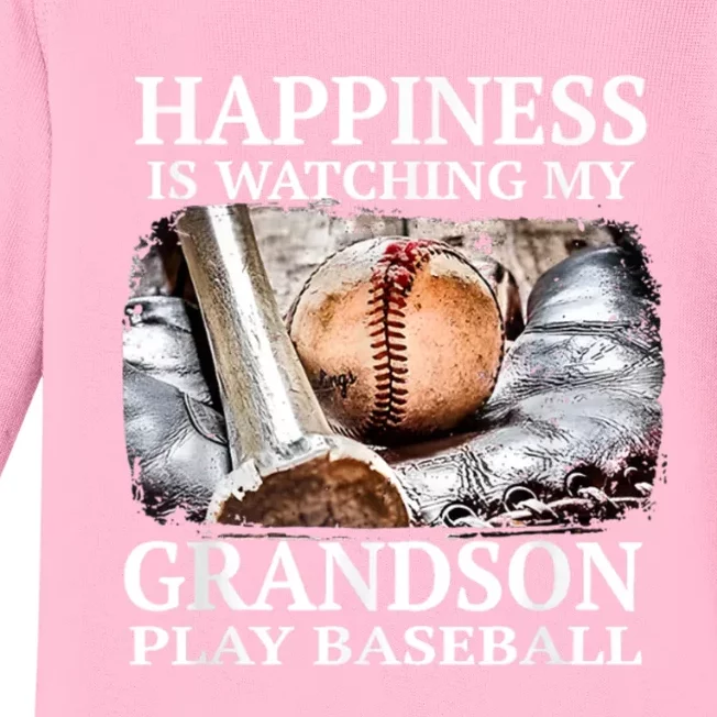 Happiness Is Watching My Grandson Play Baseball Baby Long Sleeve Bodysuit