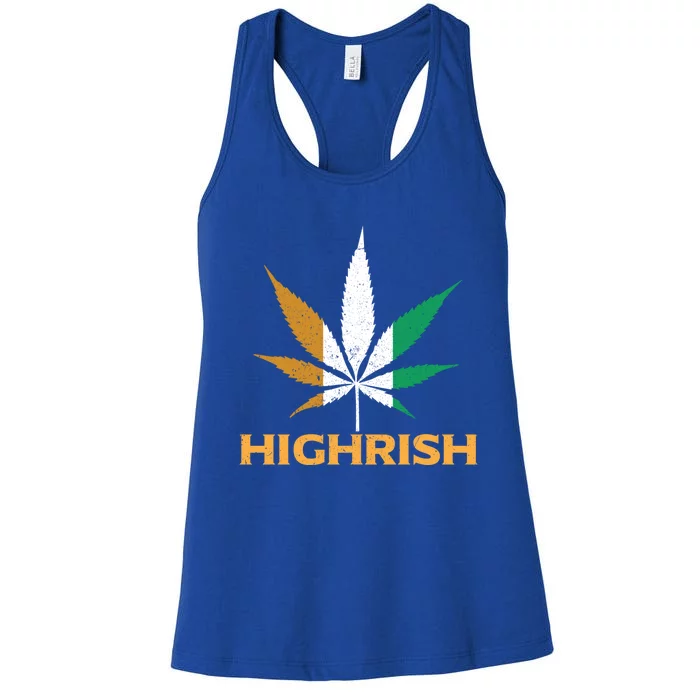 Highrish Irish Weed Leaf St Pattys Day Cool Stoner Cool Gift Women's Racerback Tank