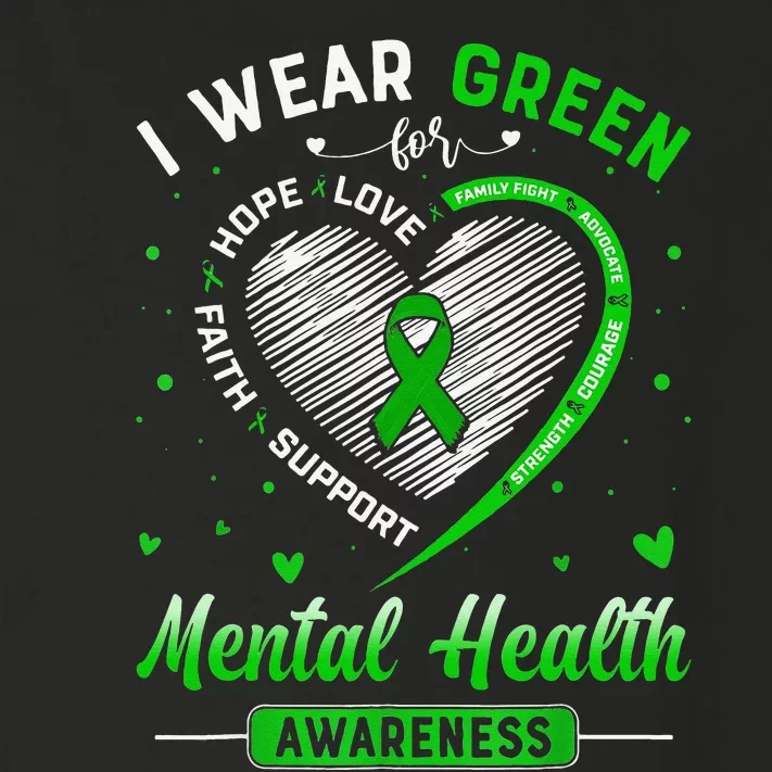 Heart I Wear Green For Mental Health Awareness Month Toddler Long Sleeve Shirt