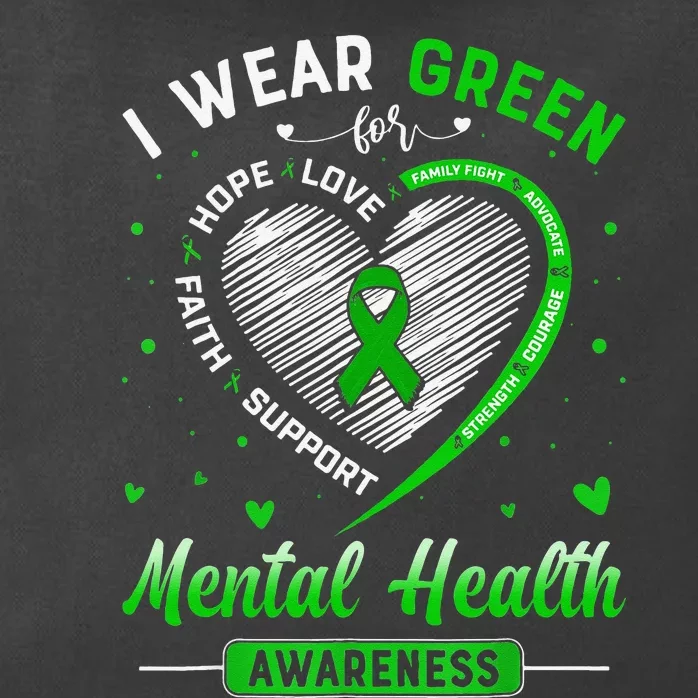 Heart I Wear Green For Mental Health Awareness Month Zip Tote Bag