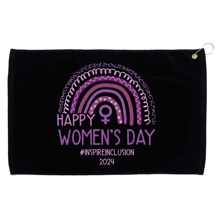 Happy International Women Day 2024 Purple Rainbow Grommeted Golf Towel