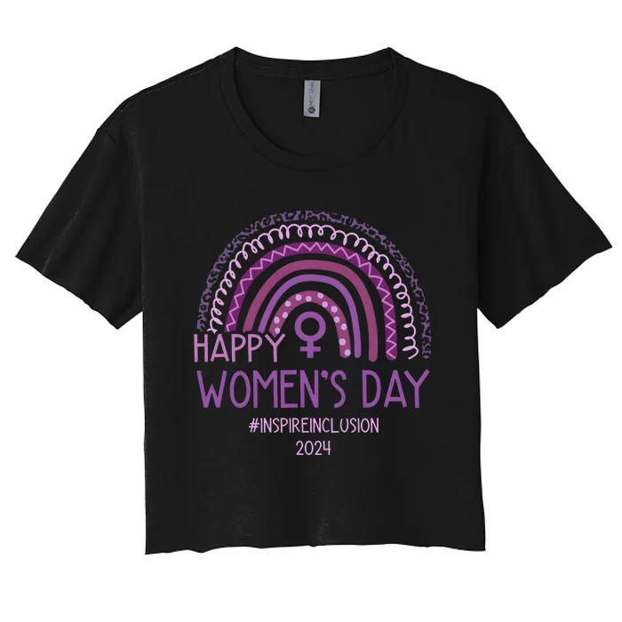 Happy International Women Day 2024 Purple Rainbow Women's Crop Top Tee