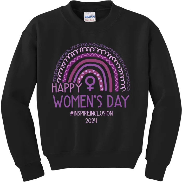 Happy International Women Day 2024 Purple Rainbow Kids Sweatshirt