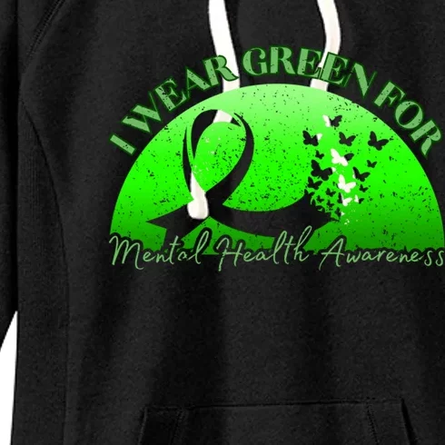 Heart I Wear Green Tal Health Awareness Month Gift Women's Fleece Hoodie