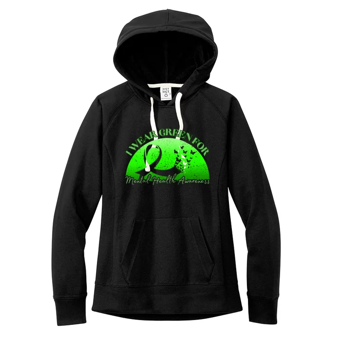 Heart I Wear Green Tal Health Awareness Month Gift Women's Fleece Hoodie