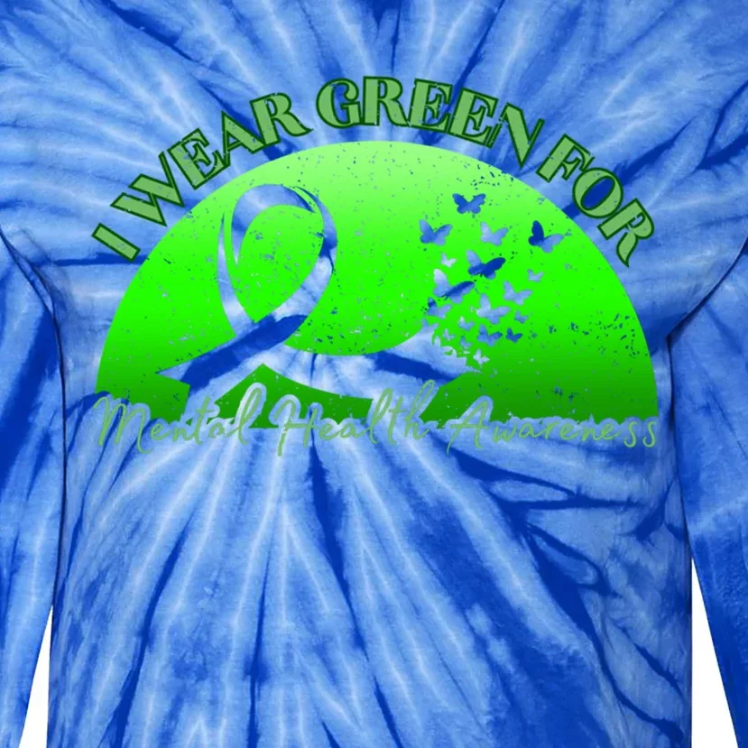 Heart I Wear Green Tal Health Awareness Month Gift Tie-Dye Long Sleeve Shirt