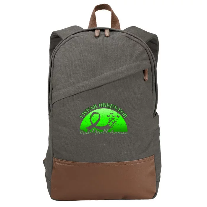 Heart I Wear Green Tal Health Awareness Month Gift Cotton Canvas Backpack