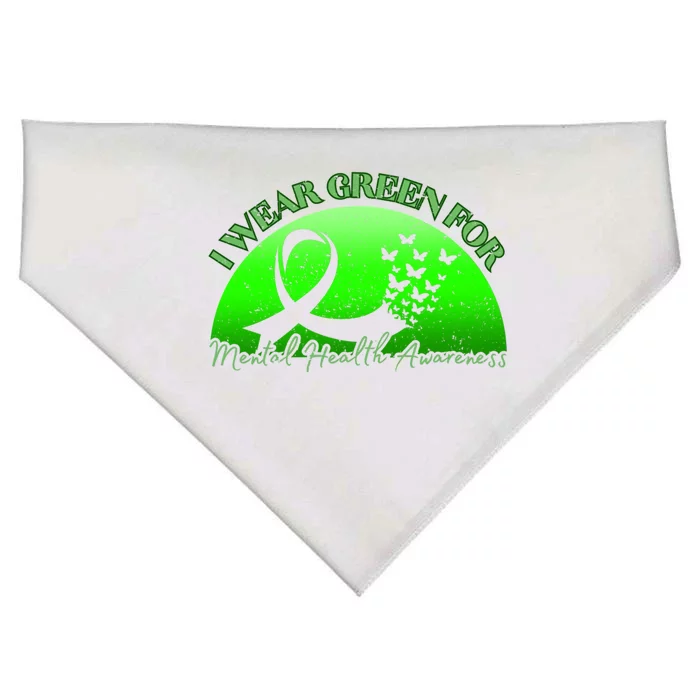 Heart I Wear Green Tal Health Awareness Month Gift USA-Made Doggie Bandana