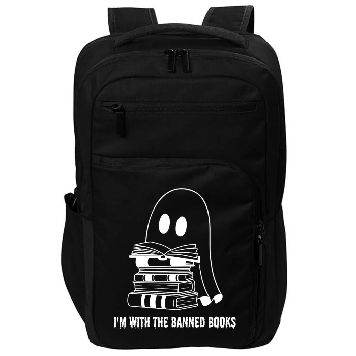 Halloween Im With The Banned Ghost Reading Book Librarian Impact Tech Backpack