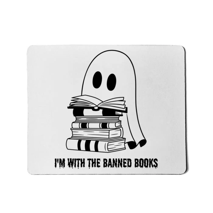 Halloween Im With The Banned Ghost Reading Book Librarian Mousepad