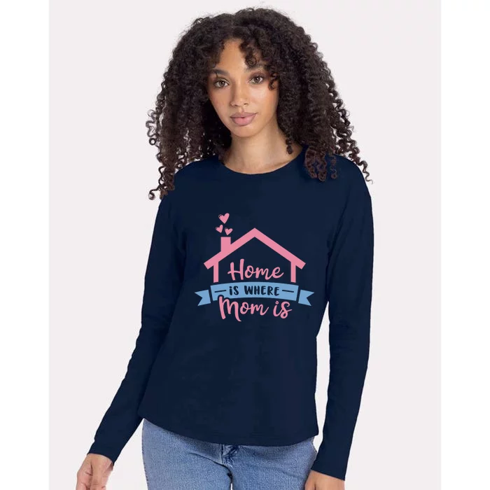 Home Is Where Mom Is Womens Cotton Relaxed Long Sleeve T-Shirt