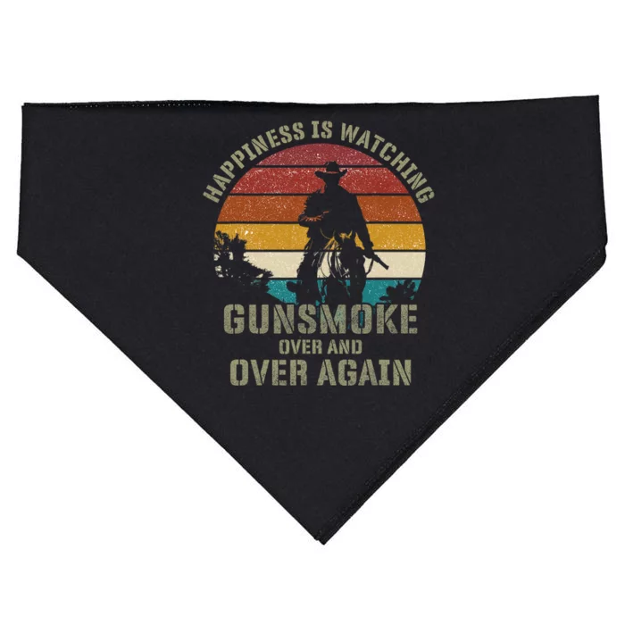 Happiness Is Watching Gunsmoke Over And Over Again Cowboys USA-Made Doggie Bandana