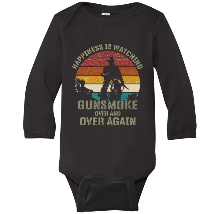 Happiness Is Watching Gunsmoke Over And Over Again Cowboys Baby Long Sleeve Bodysuit