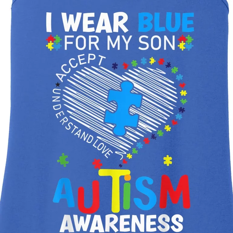 Heart I Wear Blue For My Son Autism Awareness - Love My Son Ladies Essential Tank